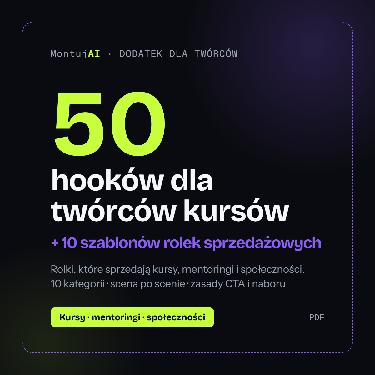 Bank 50 Hooków dla Twórców Kursów + 10 Szablonów Rolek Sprzedażowych (PDF)
